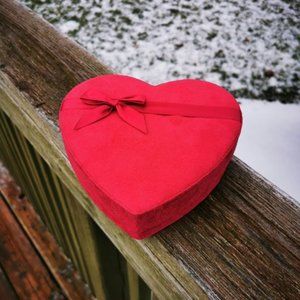 Laura Secord Heart Shaped Pink Velvet Chocolate Box with Bow